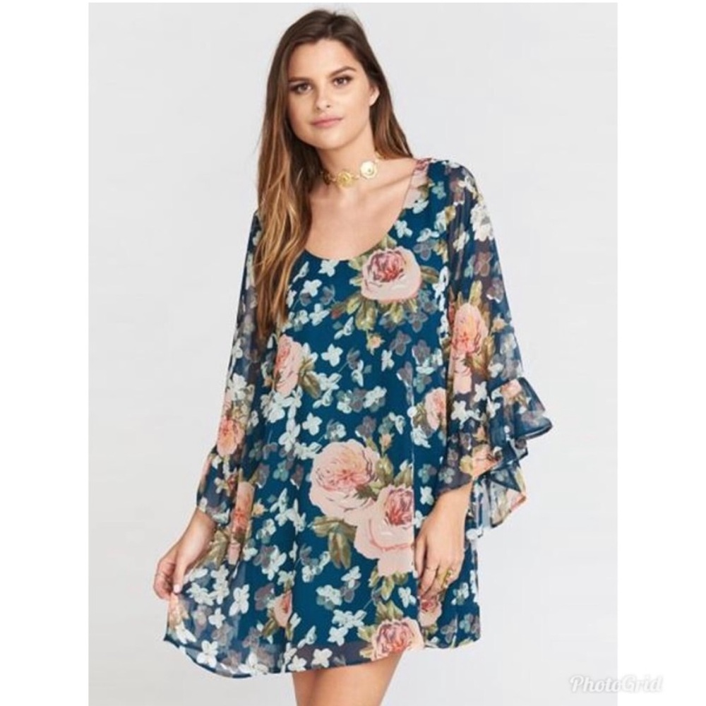 Show Me Your MuMu Boomerand Low Back Floral Flowy Tunic Dress Size Medium